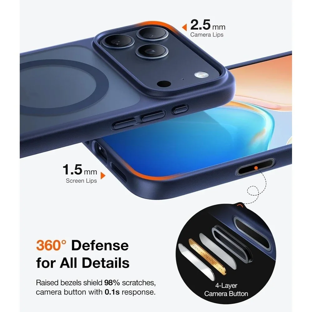 TORRAS Magnetic Shockproof for iPhone 17 Pro Case, Camera Control, Clear